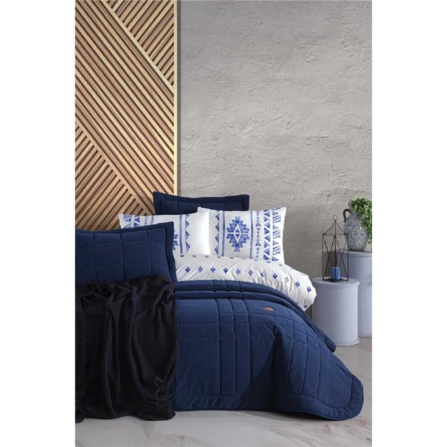 EMILY LACİVERT YATAK ÖRTÜSÜ SETİ ÇİFT KİŞİLİK